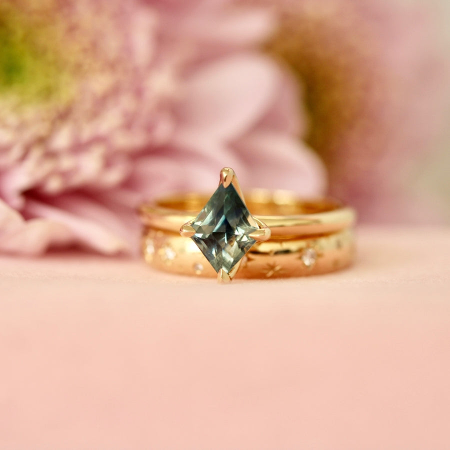 Blue Kite Cut Sapphire Ring