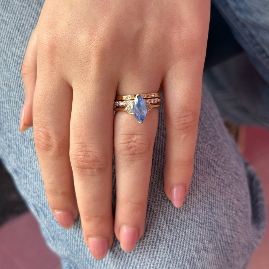 Blue Marquise Cut Opalescent Sapphire Ring