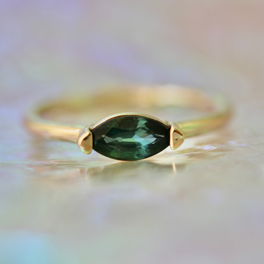 Blue Marquise Cut Sapphire Ring