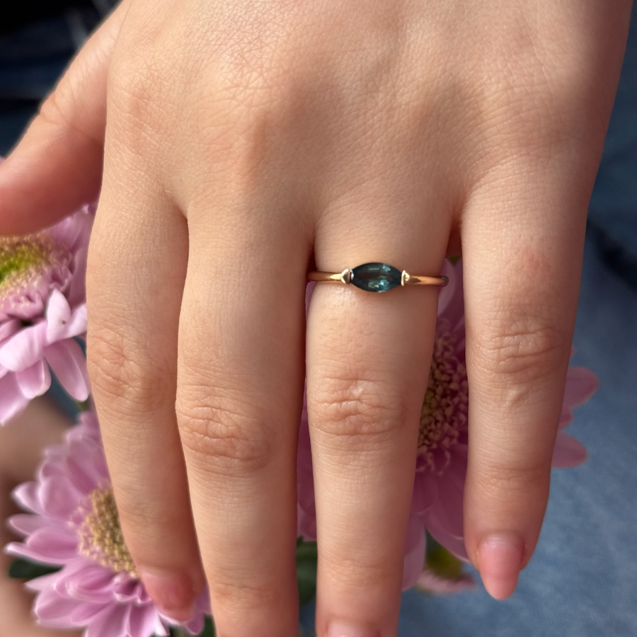 Blue Marquise Cut Sapphire Ring