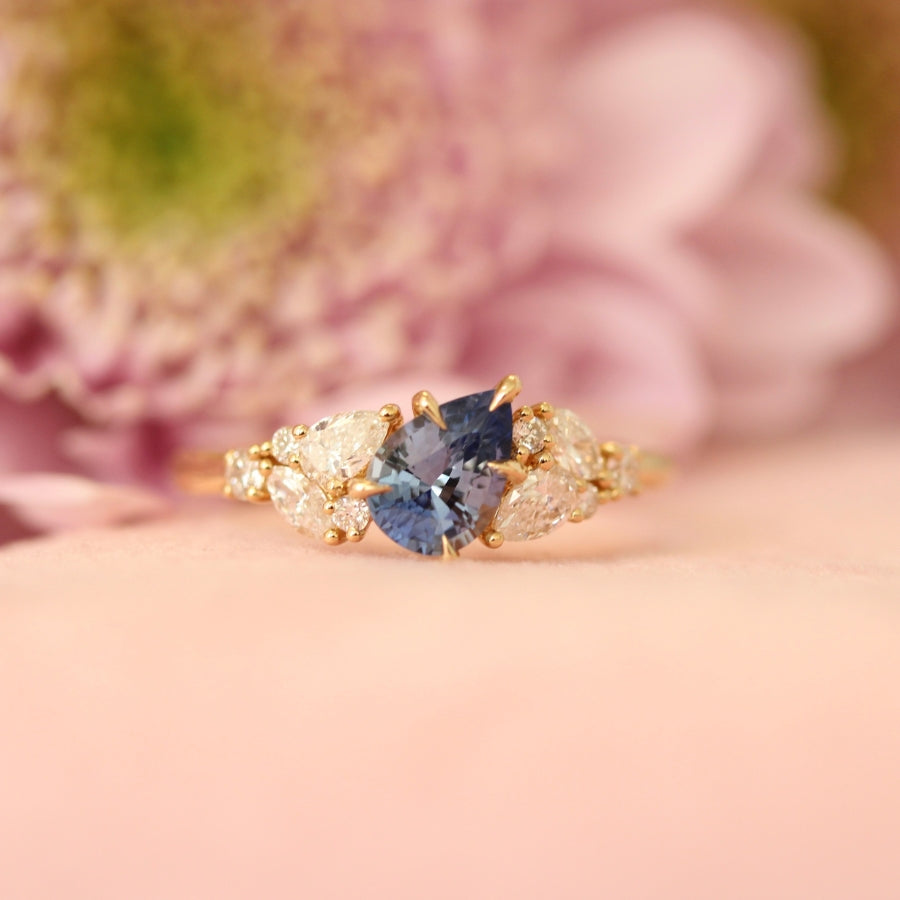 Blue Pear Cut Sapphire Ring