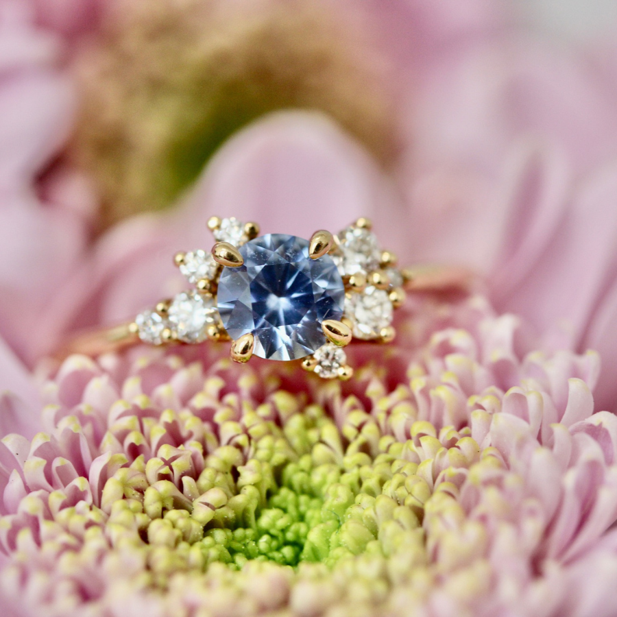 Blue Round Cut Sapphire Ring