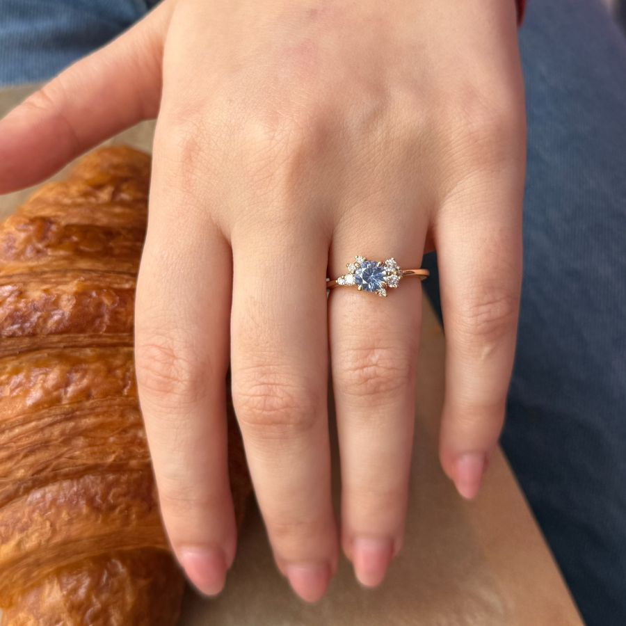 Blue Round Cut Sapphire Ring