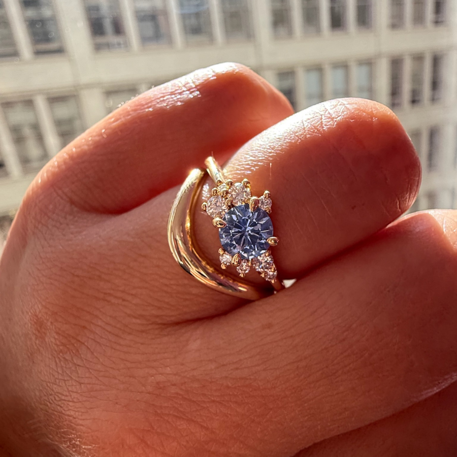 Blue Round Cut Sapphire Ring