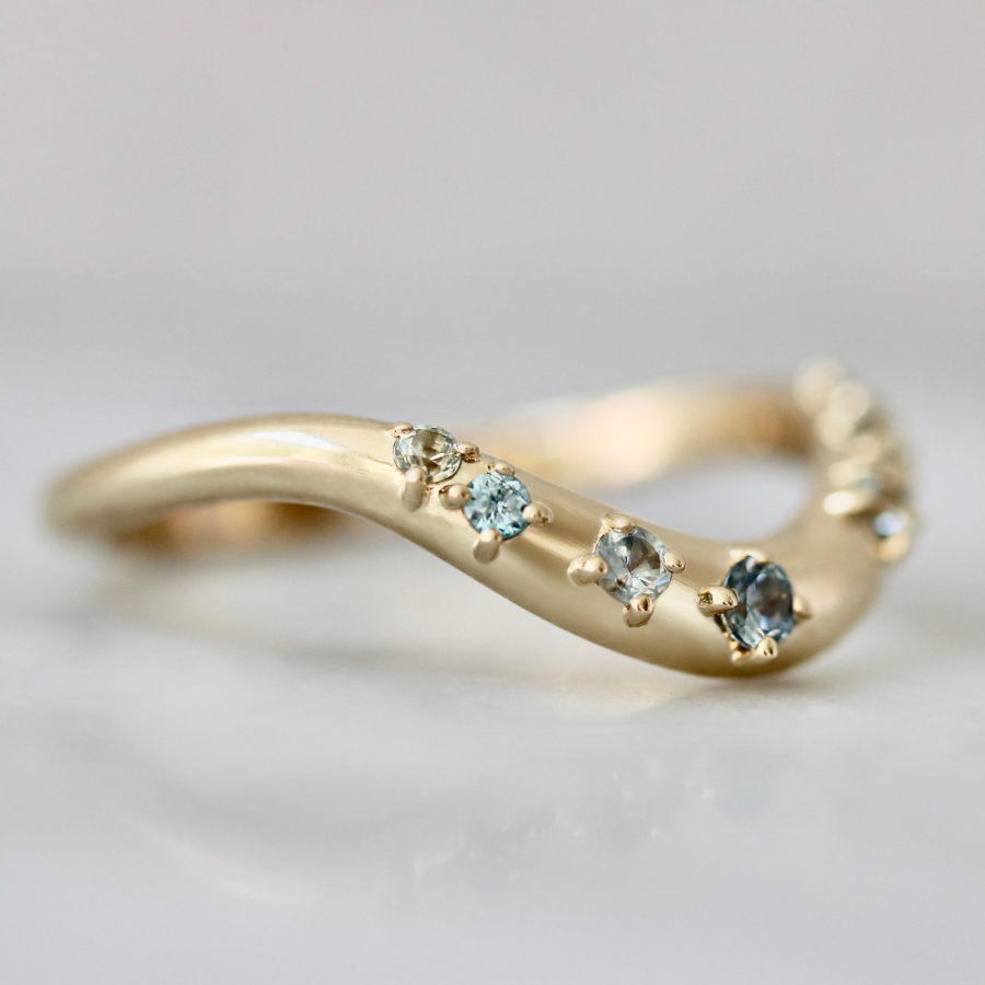 Blue Sapphire Curved Band