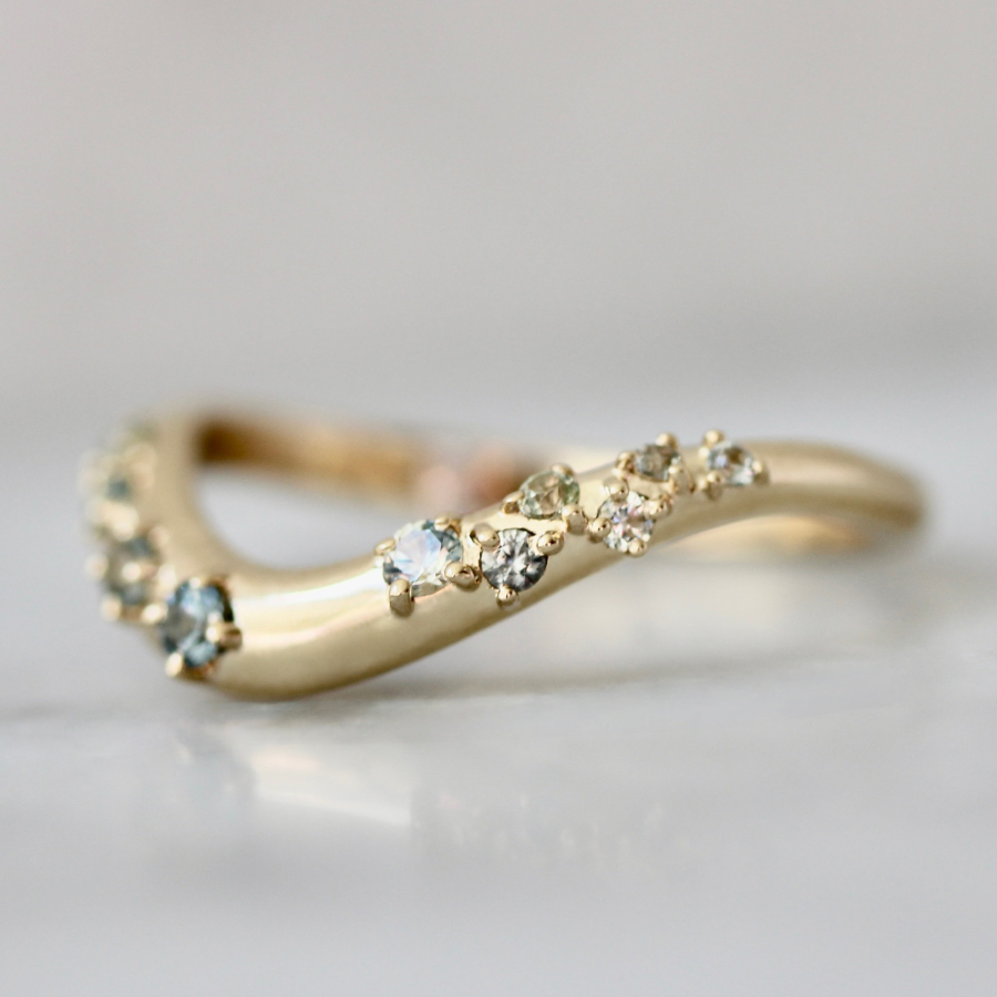 Blue Sapphire Curved Band