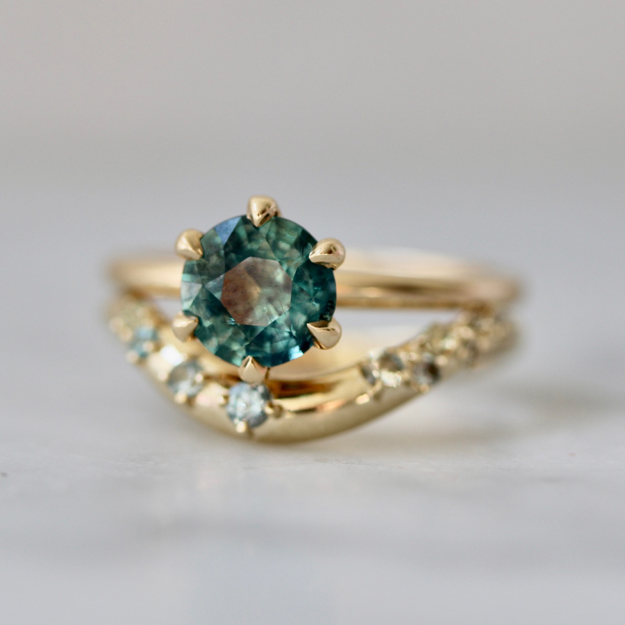 Blue Sapphire Curved Band