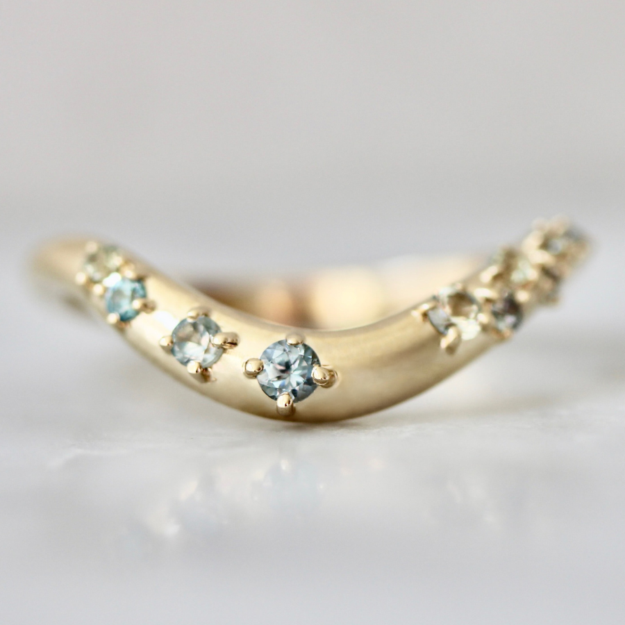 Blue Sapphire Curved Band