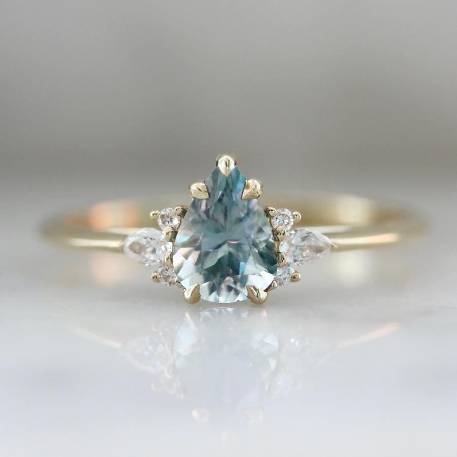 Borealis Light Blue Pear Cut Montana Sapphire Cluster Ring
