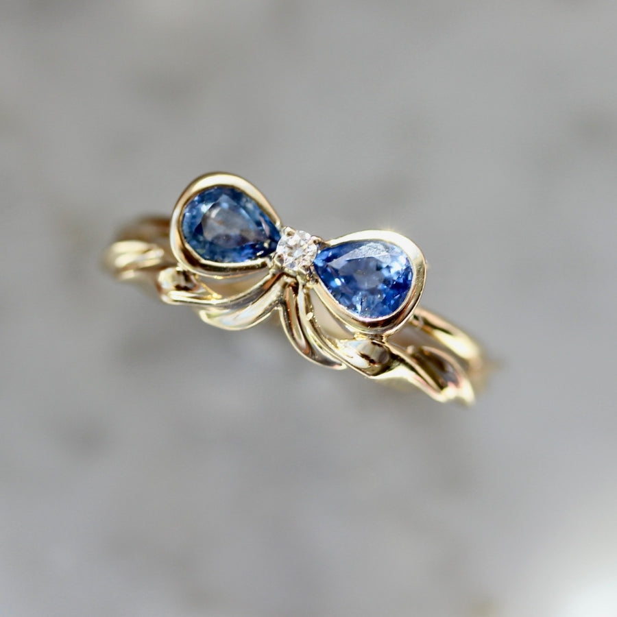 Bowtiful Blue Pear Sapphire Ring