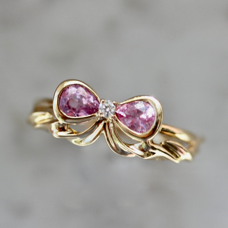 
            Bowtiful Pink Pear Sapphire Bow Ring