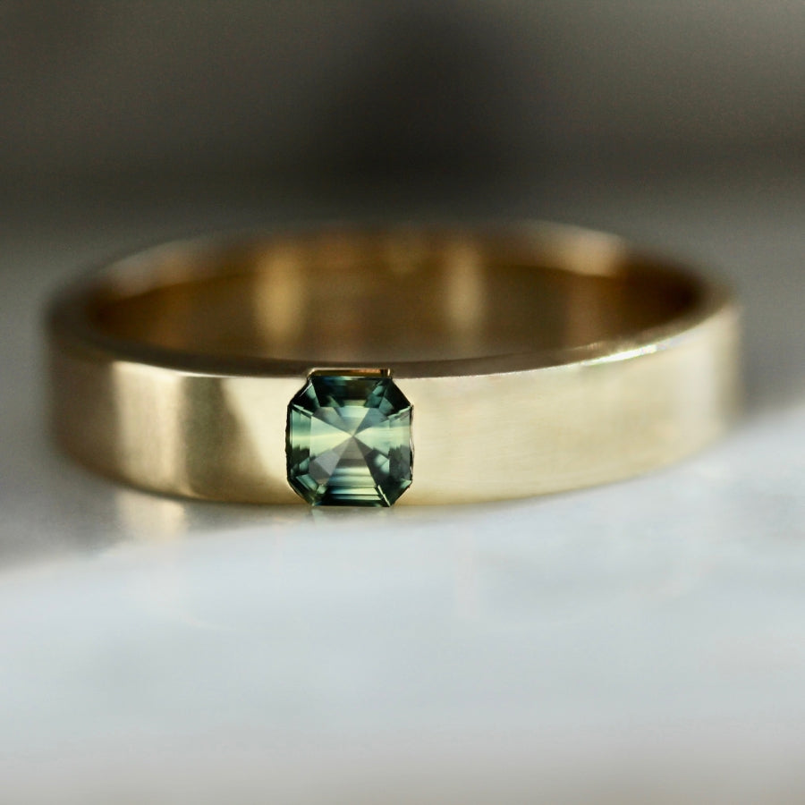 Cash Only Green-Yellow Asscher Cut Sapphire Band