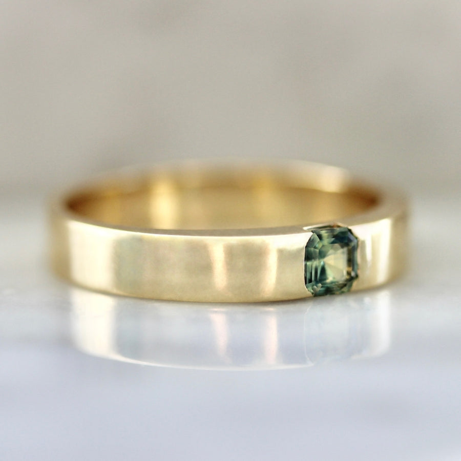 Cash Only Green-Yellow Asscher Cut Sapphire Band