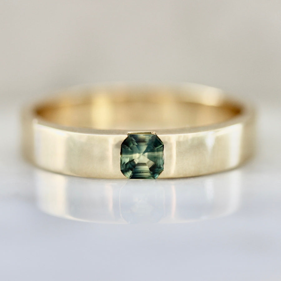 Cash Only Green-Yellow Asscher Cut Sapphire Band