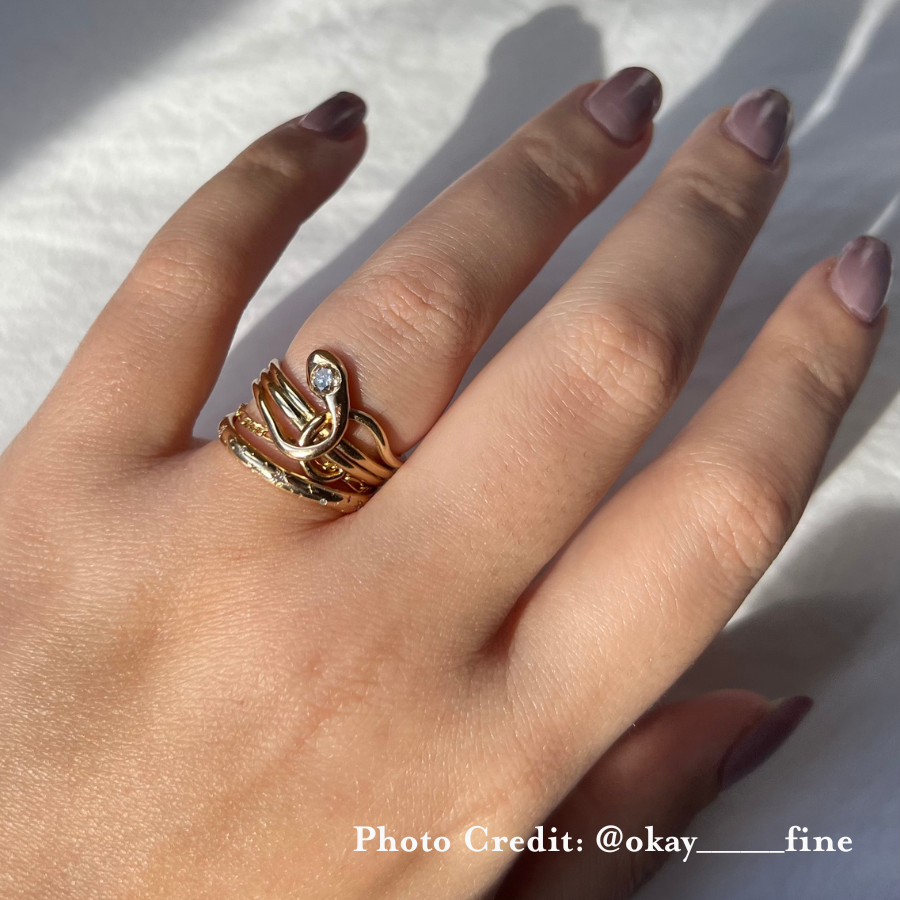 Celeste Major Ring Stack Star Engraved Band