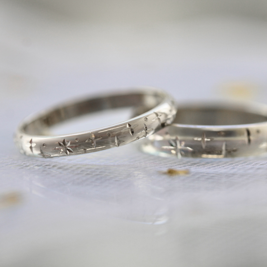 
            Celeste Major Star Engraved Sterling Silver Band