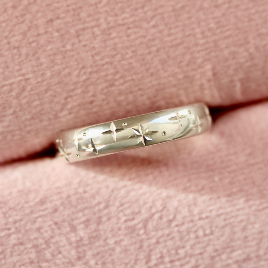 
            Celeste Rising Star Engraved Sterling Silver Band