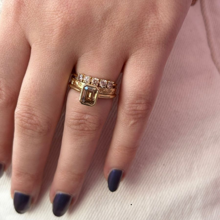 Champagne Emerald Cut Diamond Ring