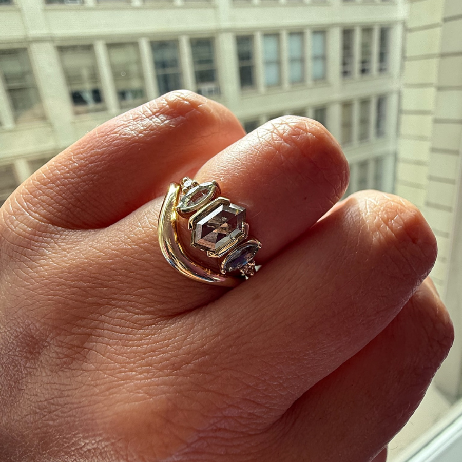 
            Champagne Hexagon Cut Diamond Ring