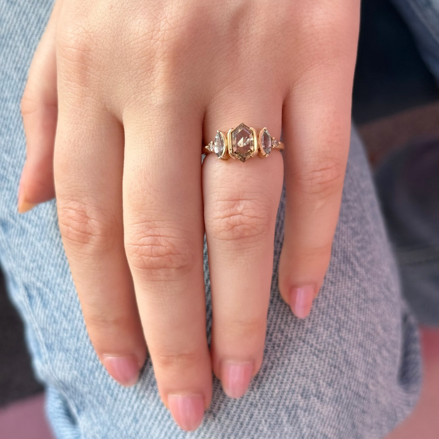 Champagne Hexagon Cut Diamond Ring