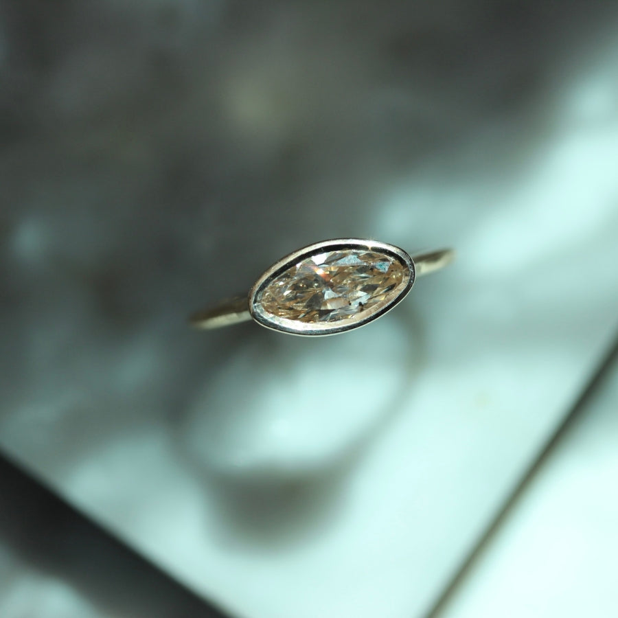 Champagne Moval Cut Diamond Ring