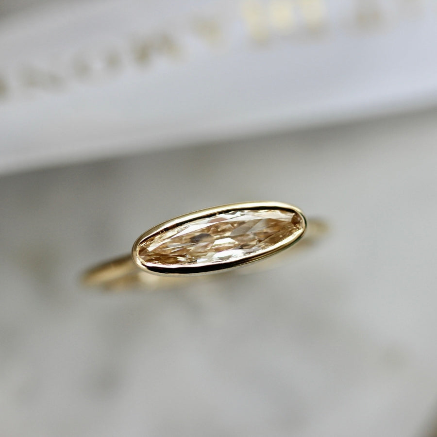 Champagne moval diamond engagement ring