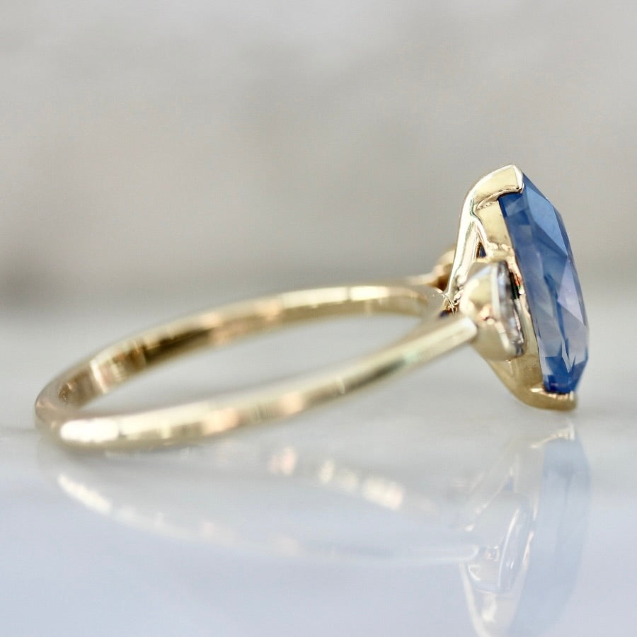 Cirrus Daze Blue Marquise Cut Opalescent Sapphire Ring