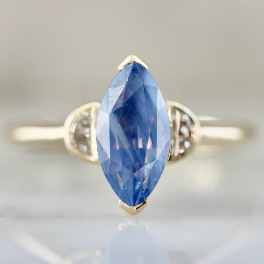 
            Cirrus Daze Blue Marquise Cut Opalescent Sapphire Ring