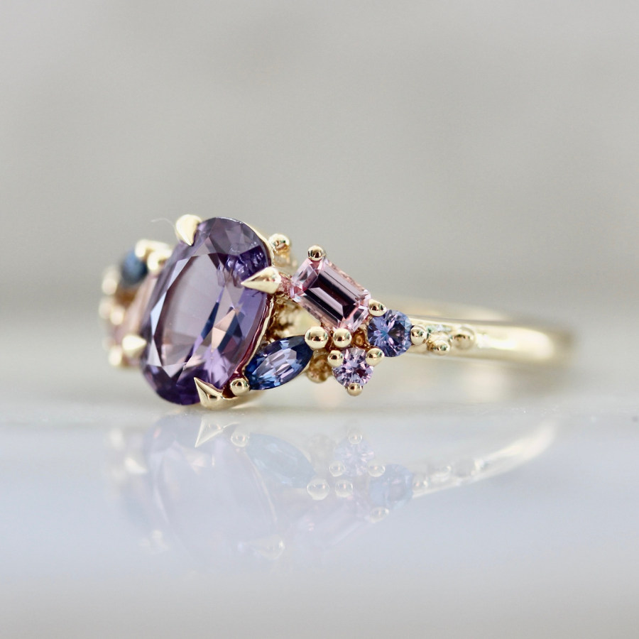 Cotton Candy Purple Oval Cut Sapphire Ring