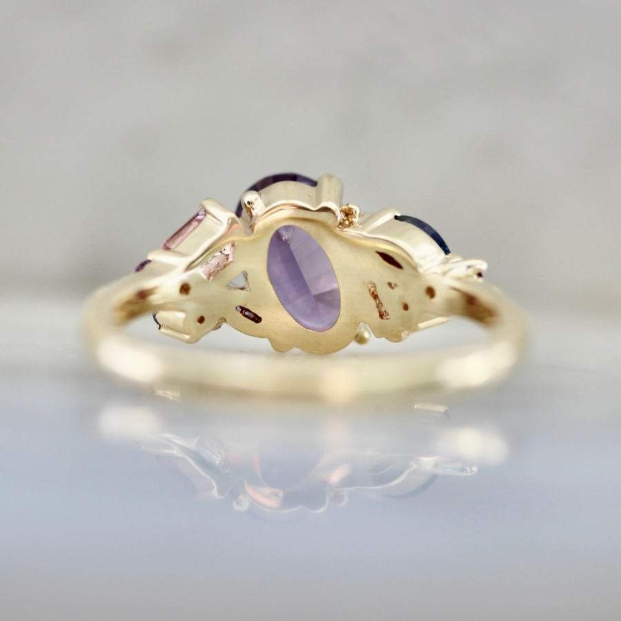 Cotton Candy Purple Oval Cut Sapphire Ring