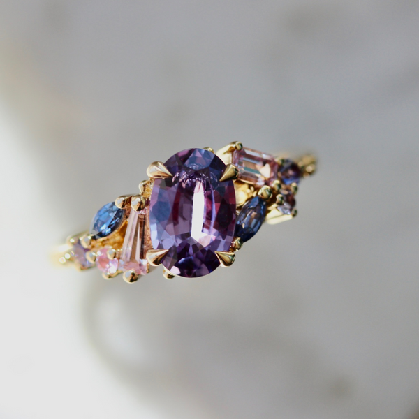 Cotton Candy Purple Oval Cut Sapphire Ring