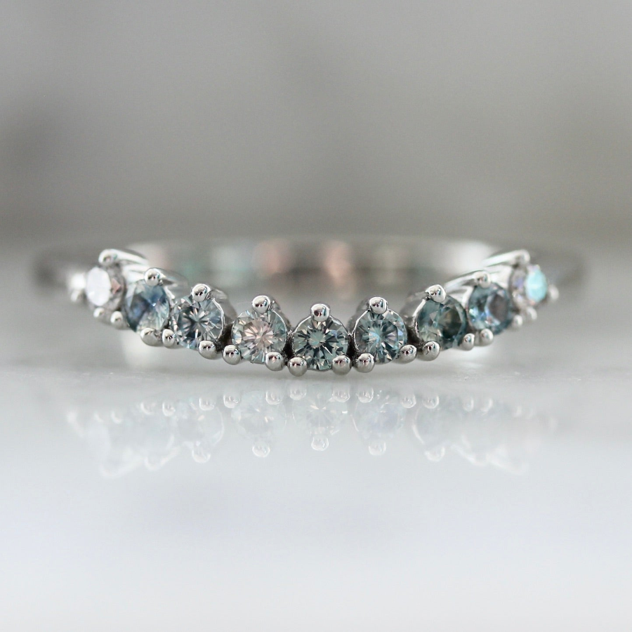 Curved Montana Sapphire Wedding Band