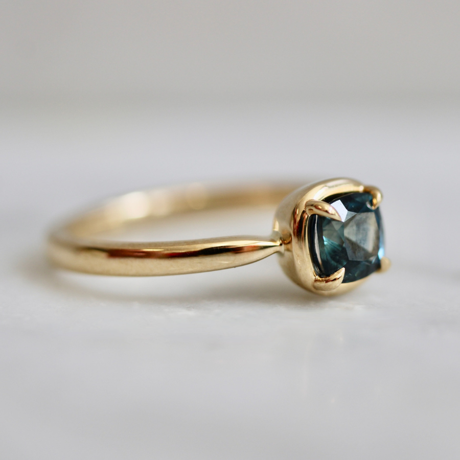 Cushion Cut Blue Montana Sapphire Ring