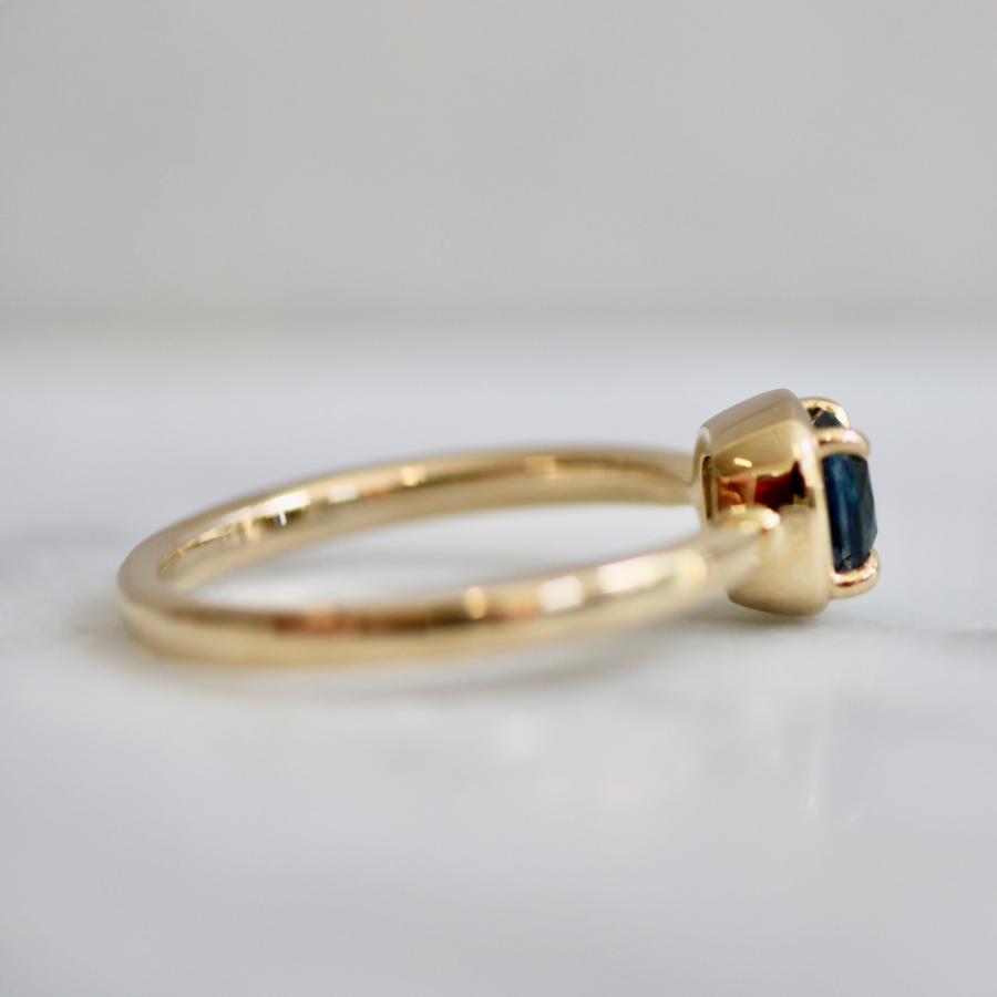 Cushion Cut Blue Montana Sapphire Ring