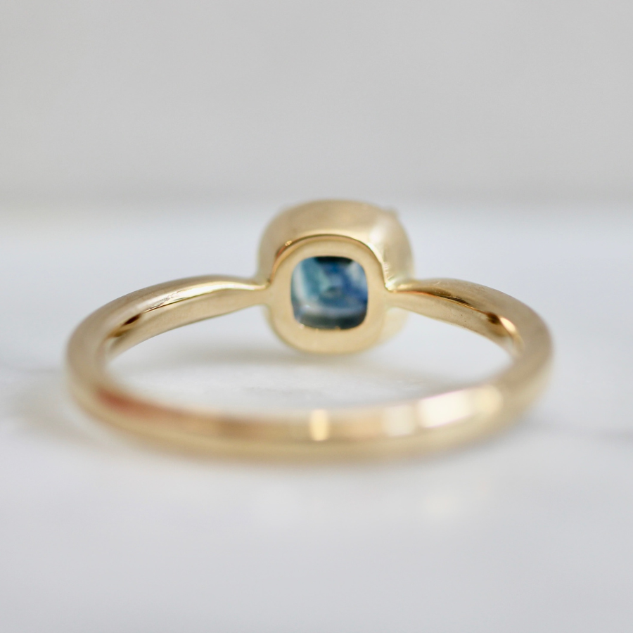Cushion Cut Blue Montana Sapphire Ring
