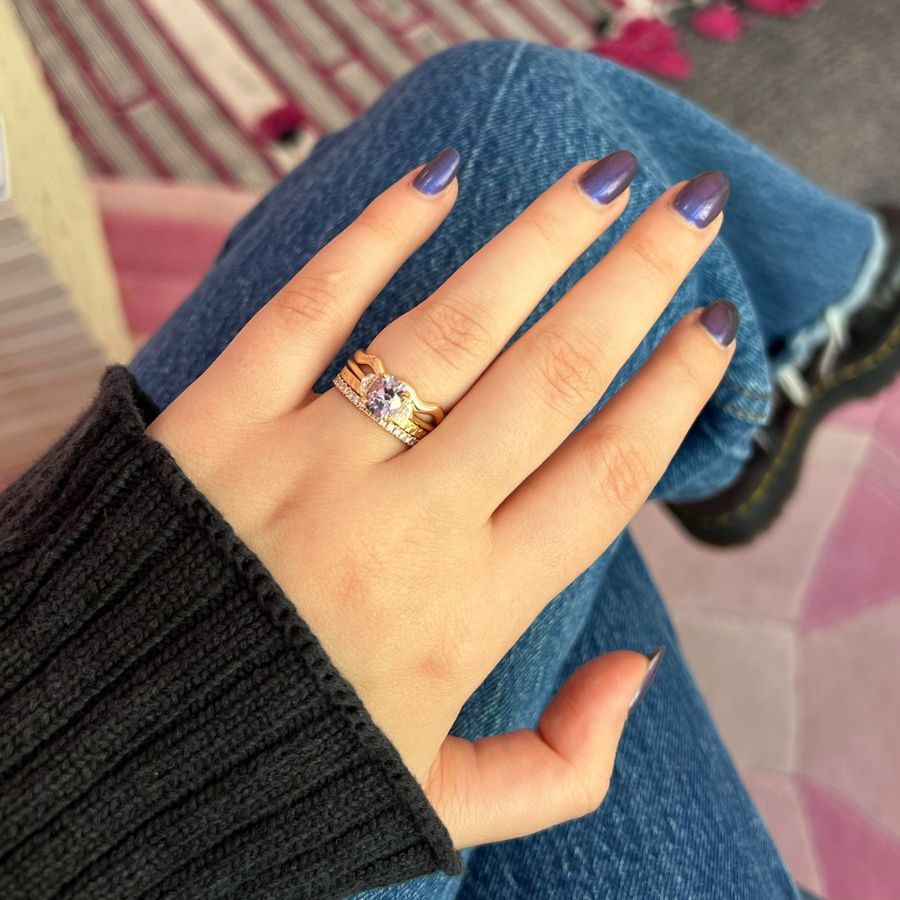 Cushion Cut Purple Spinel Ring