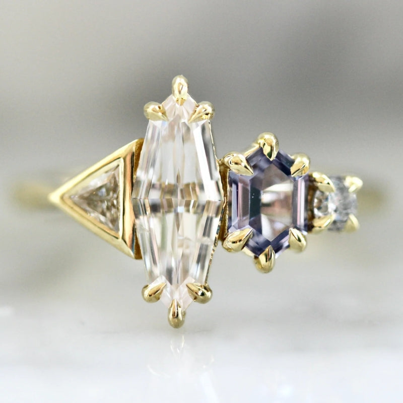 5285 Diamond and Sapphire asymmetrical engagement ring 