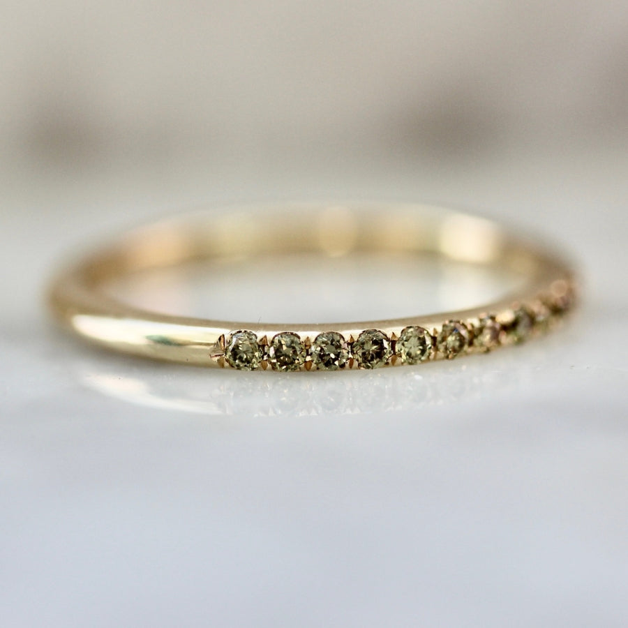 Dirty Martini Olive Green Round Brilliant Cut Diamond Band