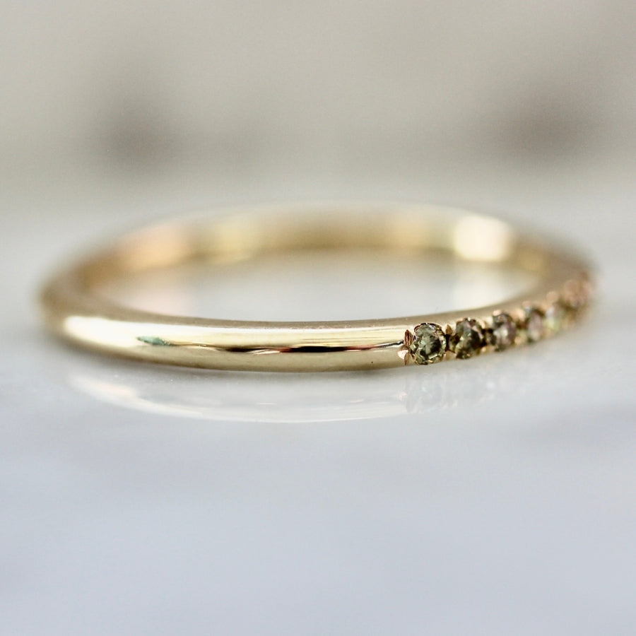 Dirty Martini Olive Green Round Brilliant Cut Diamond Band