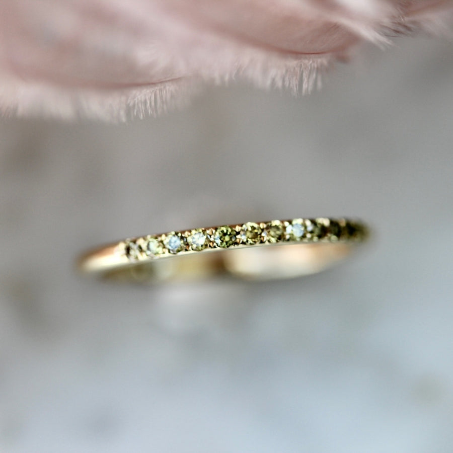 Dirty Martini Olive Green Round Brilliant Cut Diamond Band