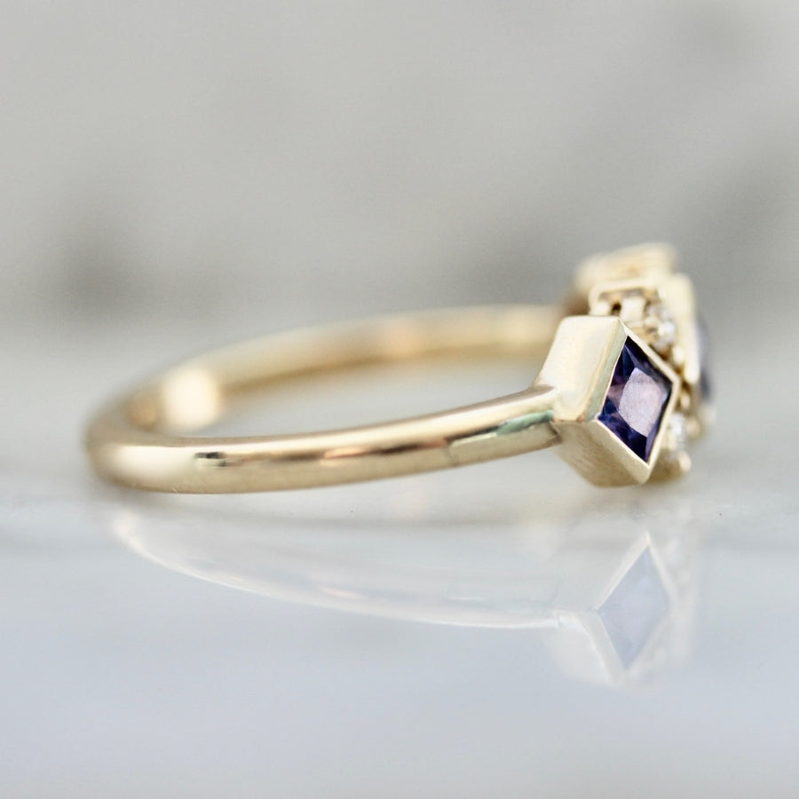 Princess Cut Blue Sapphire Modern Bezel Set Wedding or Solitaire Ring