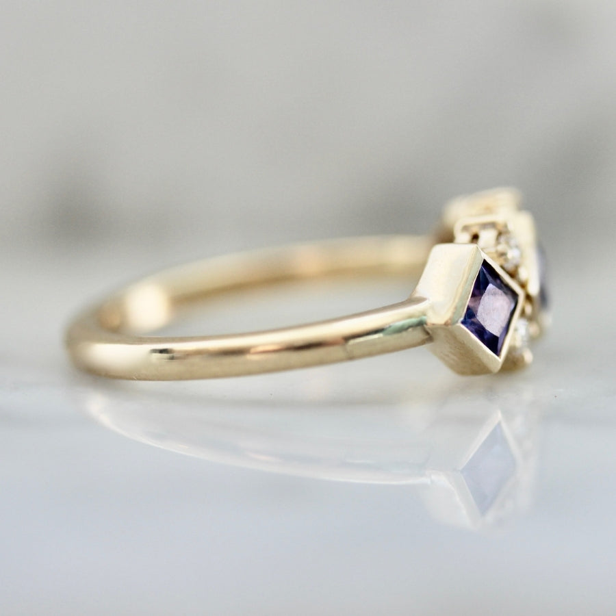 Double Dutch Purple Princess Cut Sapphire & Diamond Ring