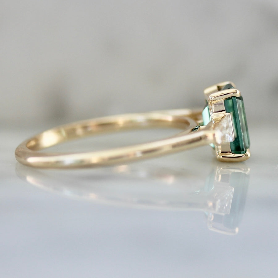 Electric Slide Green Emerald Cut Tourmaline Ring
