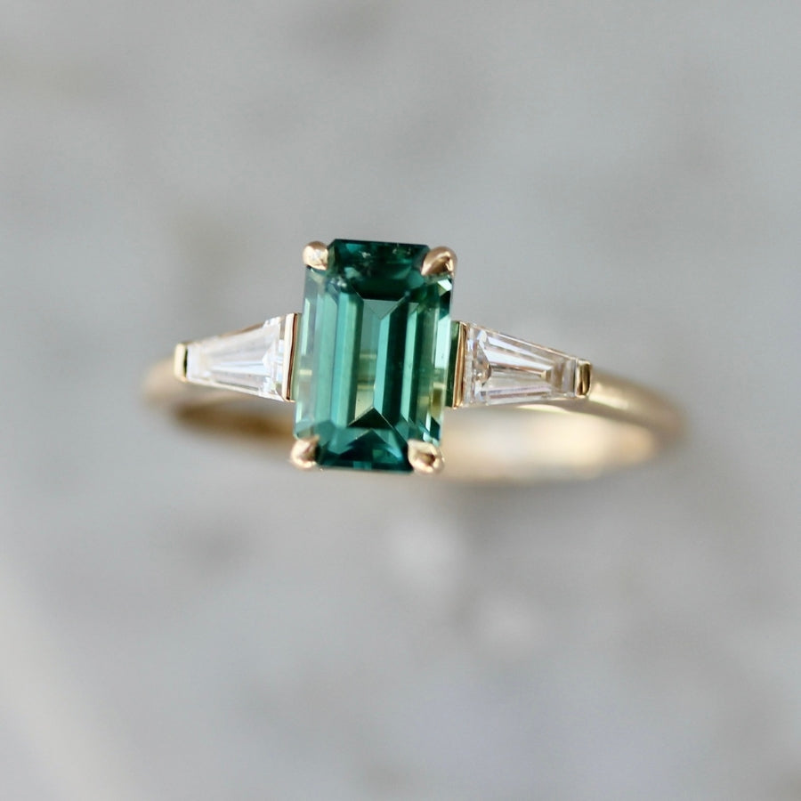 Electric Slide Green Emerald Cut Tourmaline Ring