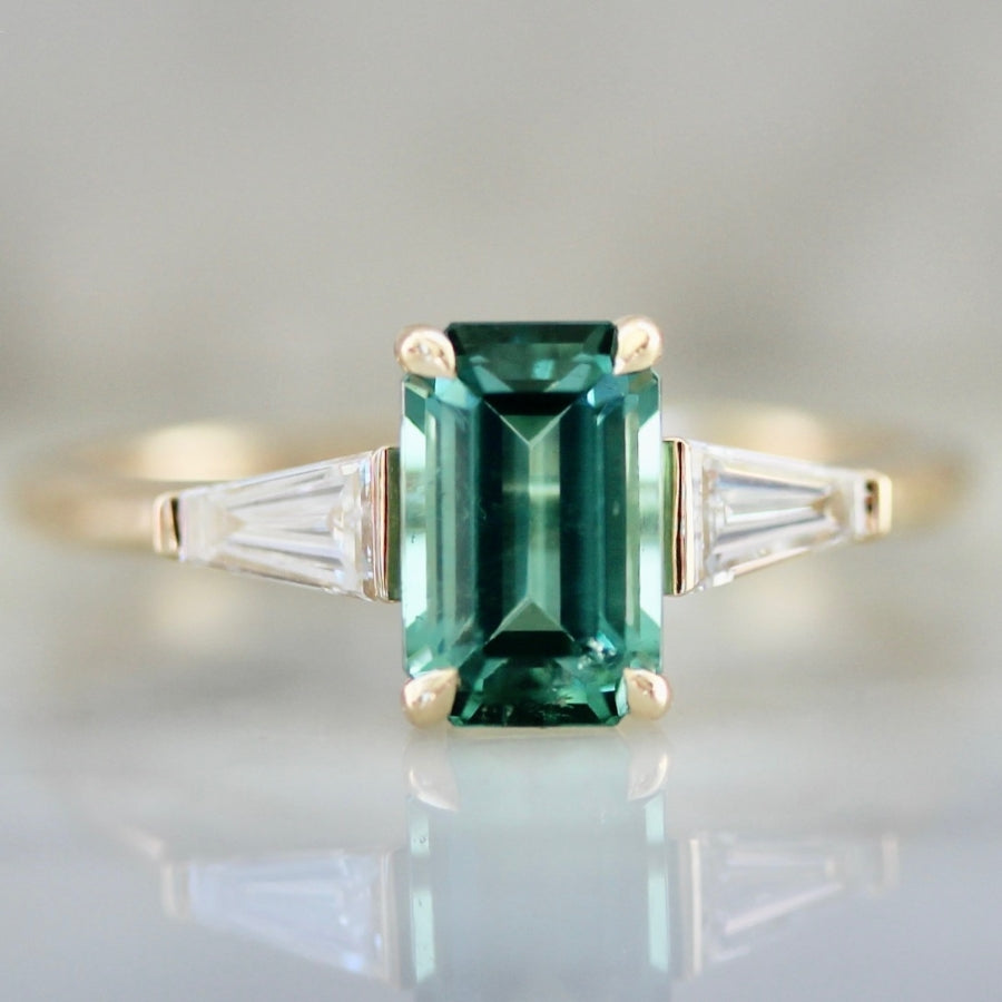Electric Slide Green Emerald Cut Tourmaline Ring