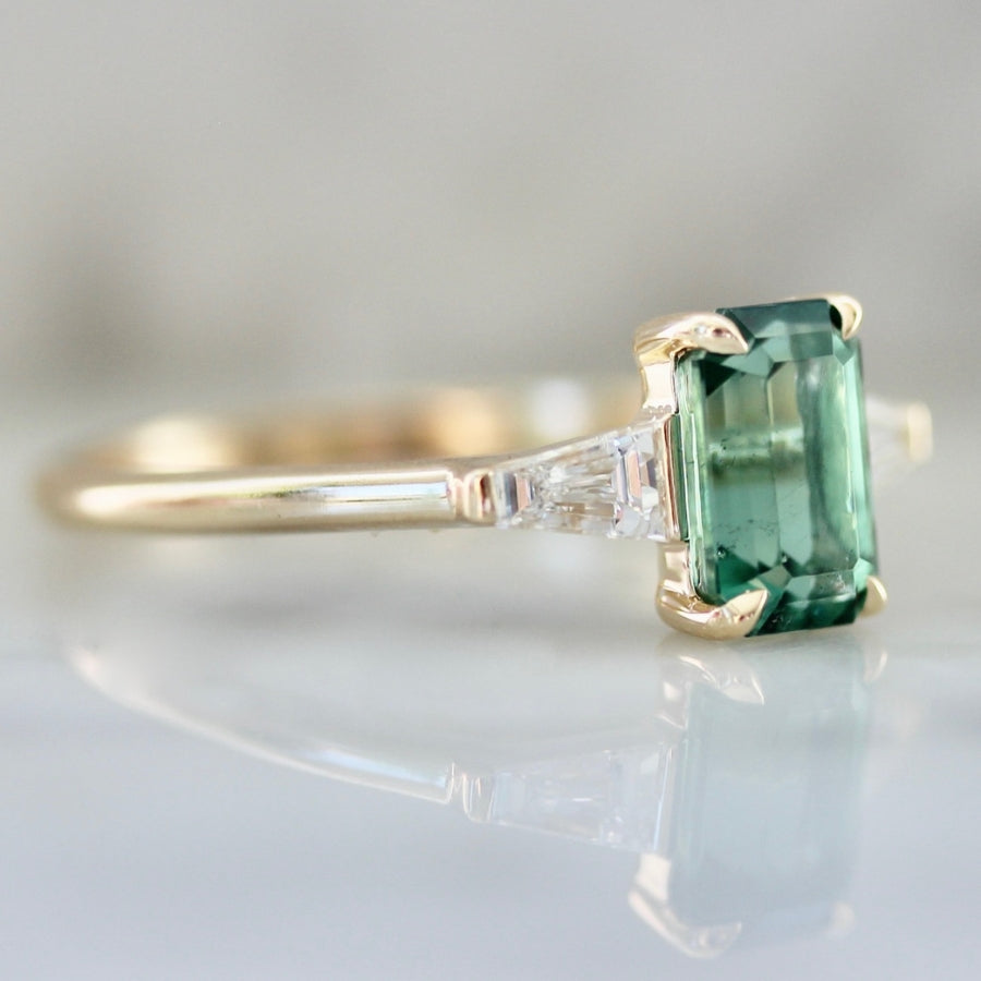 
            Electric Slide Green Emerald Cut Tourmaline Ring