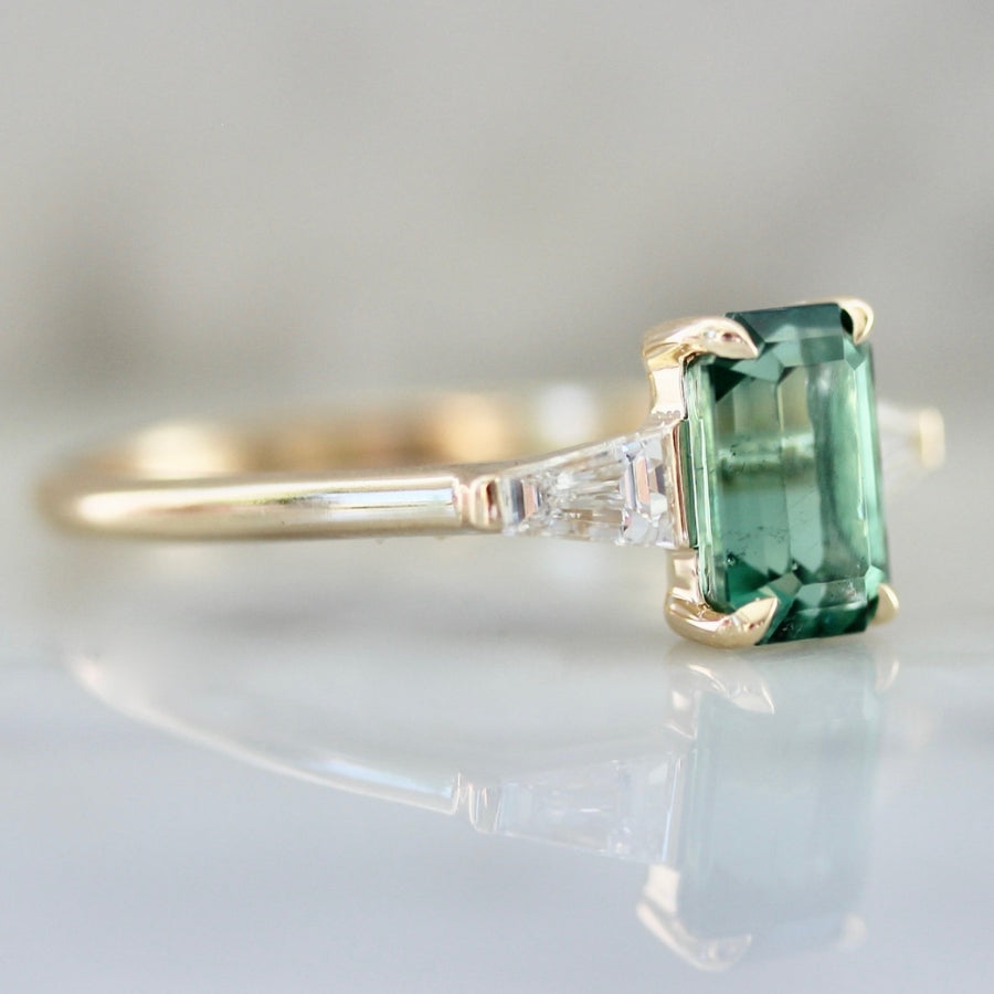 Electric Slide Green Emerald Cut Tourmaline Ring