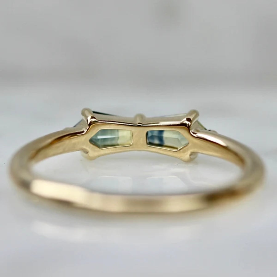 English Ivy Teal-Yellow Bi Color Sapphire Ring