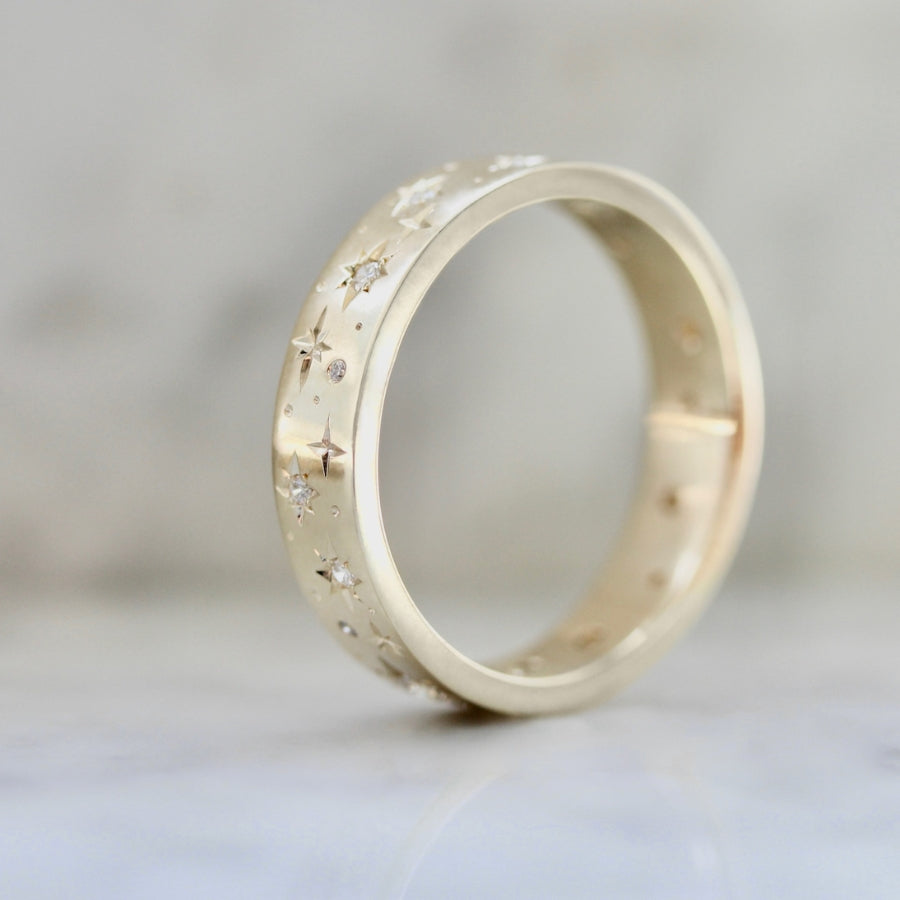 Engraved Diamond Gold Band