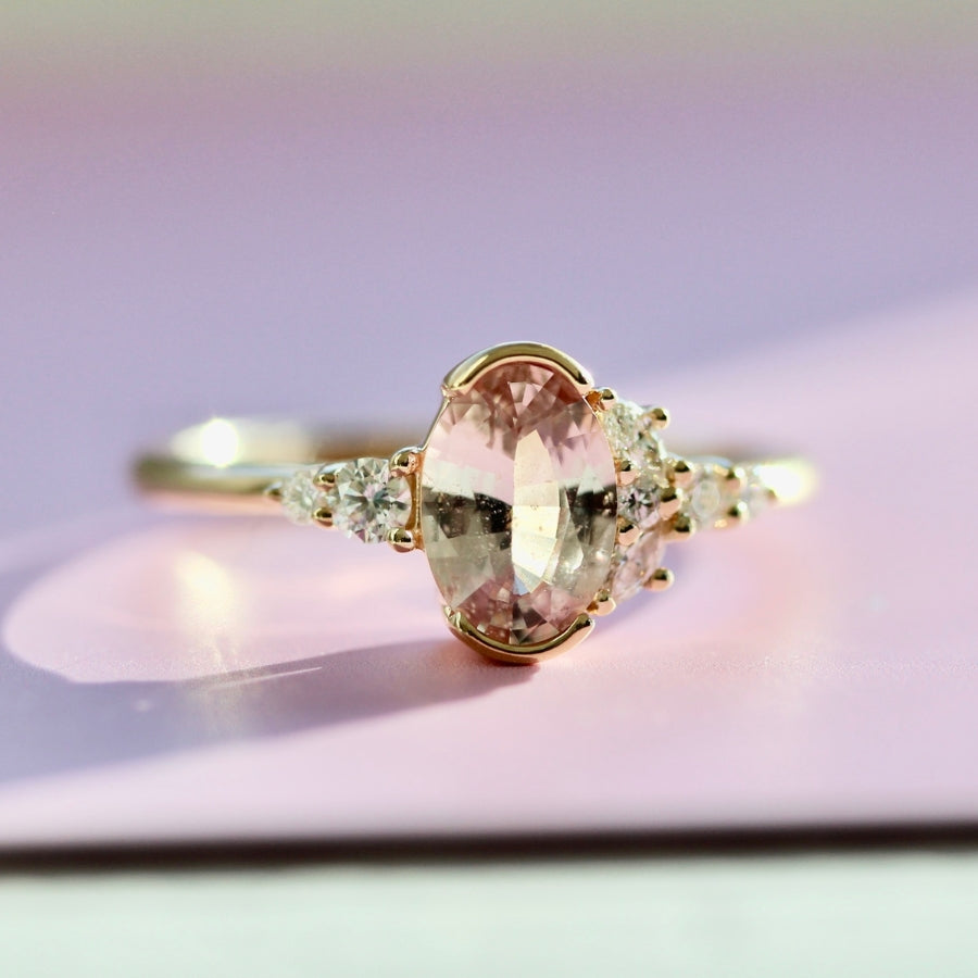 Fairy Floss Pink Oval Cut Sapphire Ring